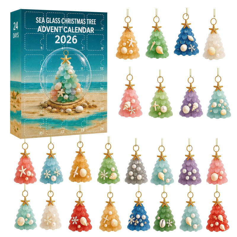 Sea Glass Style Christmas Advent Ornament Set