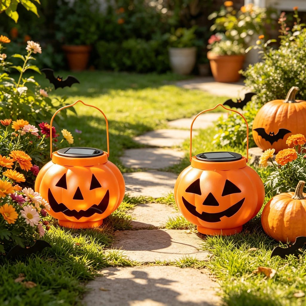 Solar Halloween Pumpkin Iron Lantern