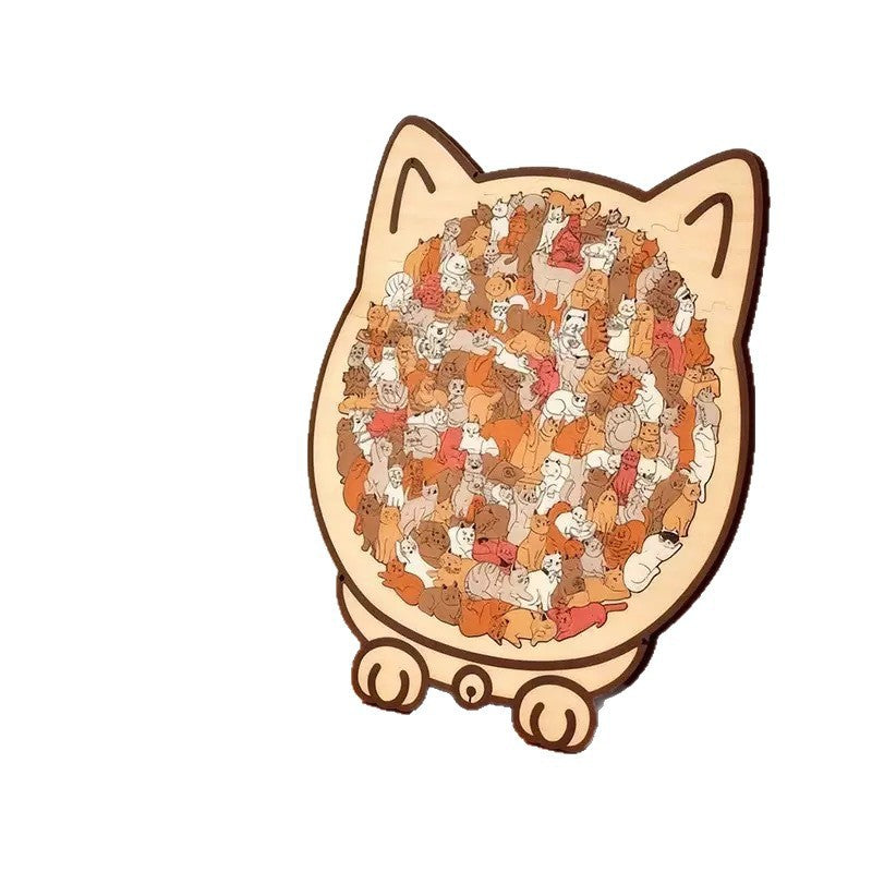 Cat-Shaped Wooden Jigsaw Puzzle