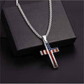 American Flag Cross Pendant Necklace