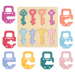 Wooden Lock and Key Matching Puzzle