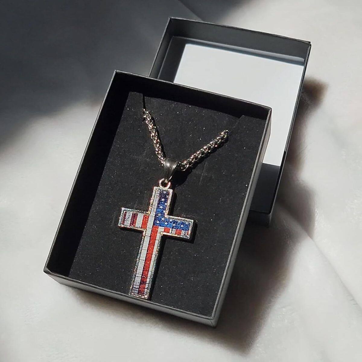 American Flag Cross Pendant Necklace
