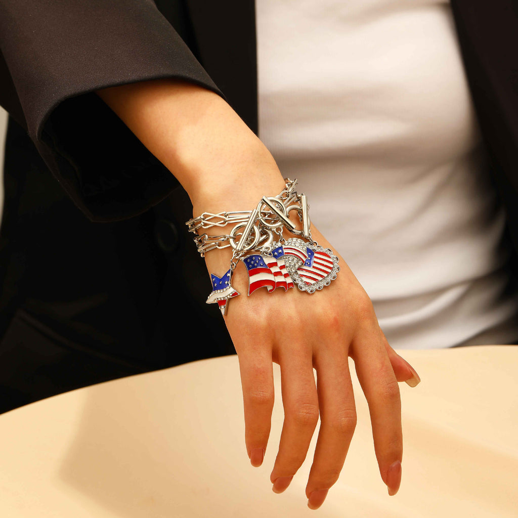 American Flag Charm Bracelet