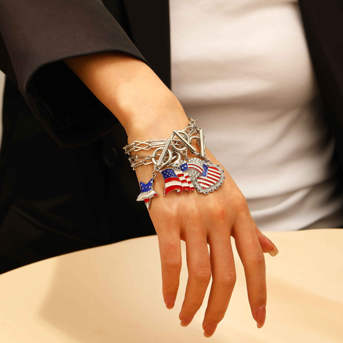 American Flag Charm Bracelet