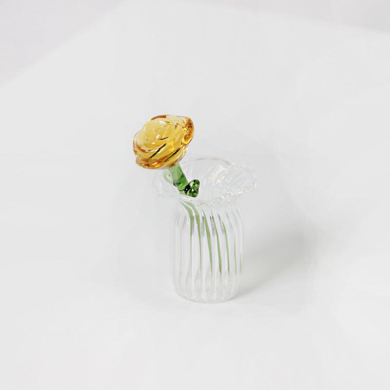 Glass Rose Flower Display
