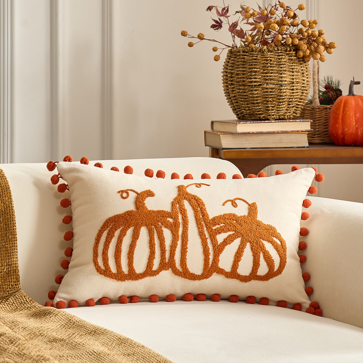 Autumn Pumpkin & Maple Leaf Pillow Covers