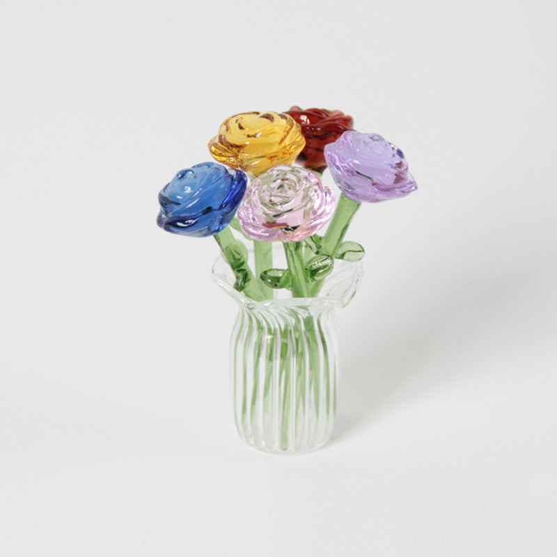 Glass Rose Flower Display