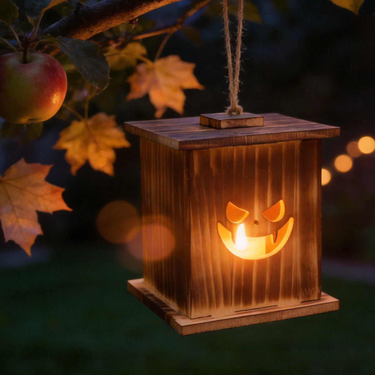 Wooden Pumpkin LED Lantern