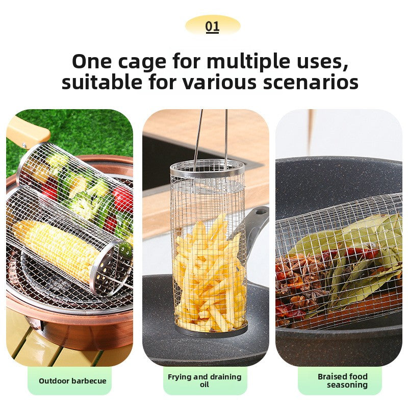 Stainless Steel Rolling Grill Basket