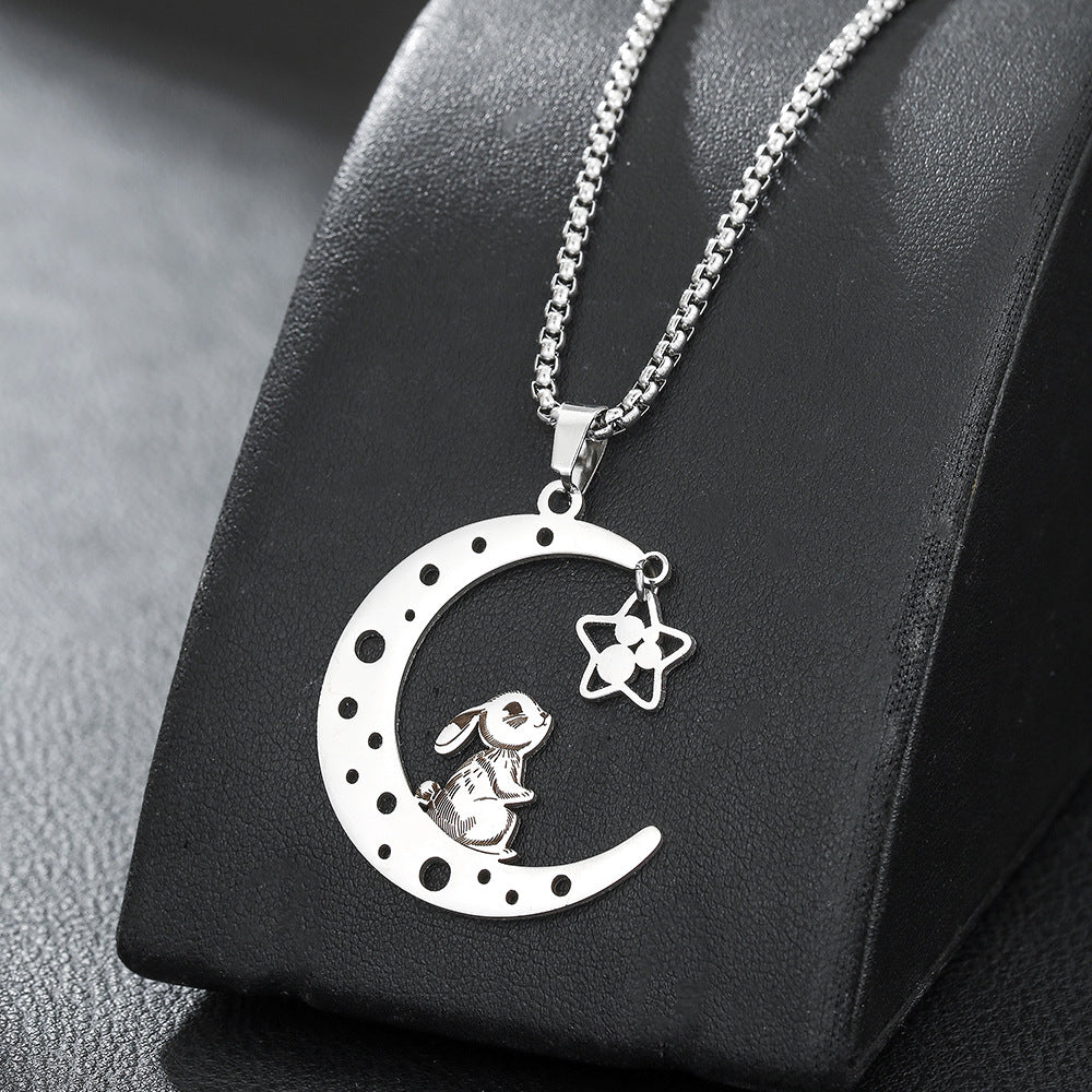 Bunny Moon and Star Pendant Necklace