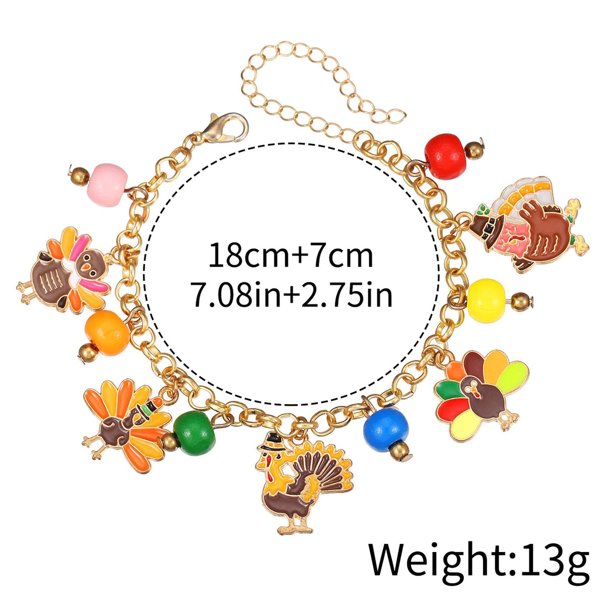 Thanksgiving Maple and Sunflower Charm Bracelet