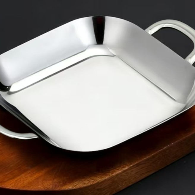 Square Stainless Steel Serving Dish with Handles