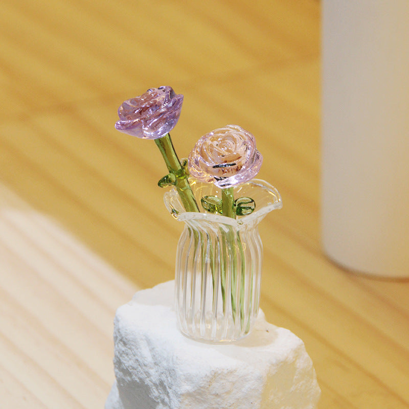 Glass Rose Flower Display