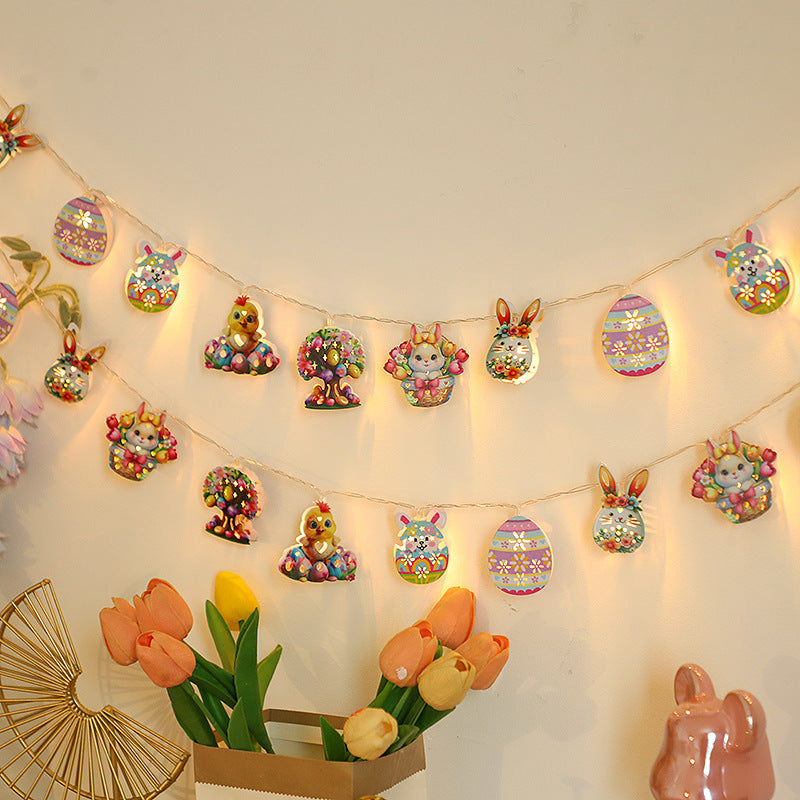 Easter Bunny & Carrot LED String Lights