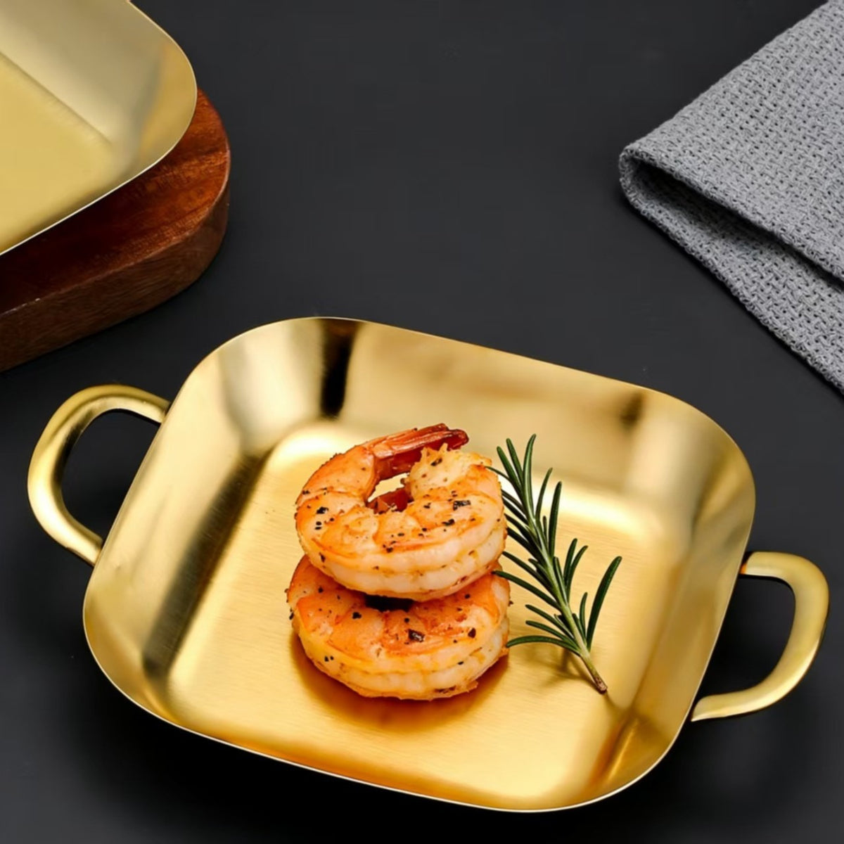 Square Stainless Steel Serving Dish with Handles