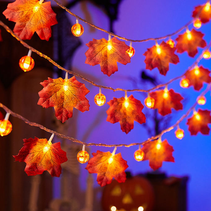 Autumn Pumpkin & Maple Leaf LED String Lights