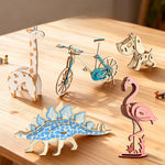 Wooden Animal and Vehicle 3D Puzzle Models