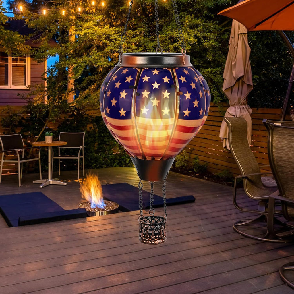 American Flag Hot Air Balloon Solar Lantern