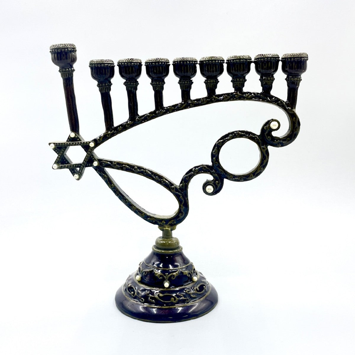 Zinc Alloy Hanukkah Menorah Candle Holder