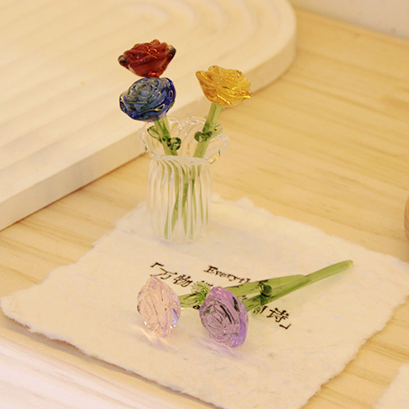 Glass Rose Flower Display