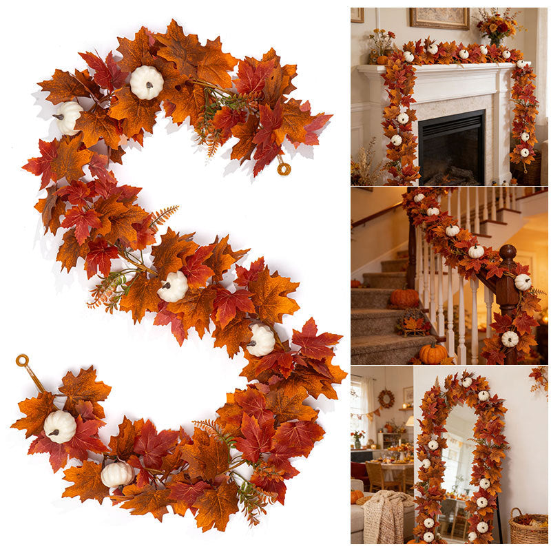 Autumn Maple Leaf Pumpkin Artificial Vine