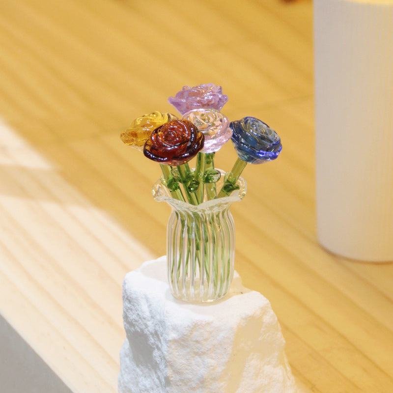 Glass Rose Flower Display