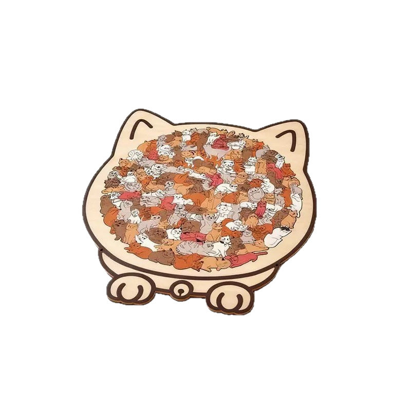 Cat-Shaped Wooden Jigsaw Puzzle