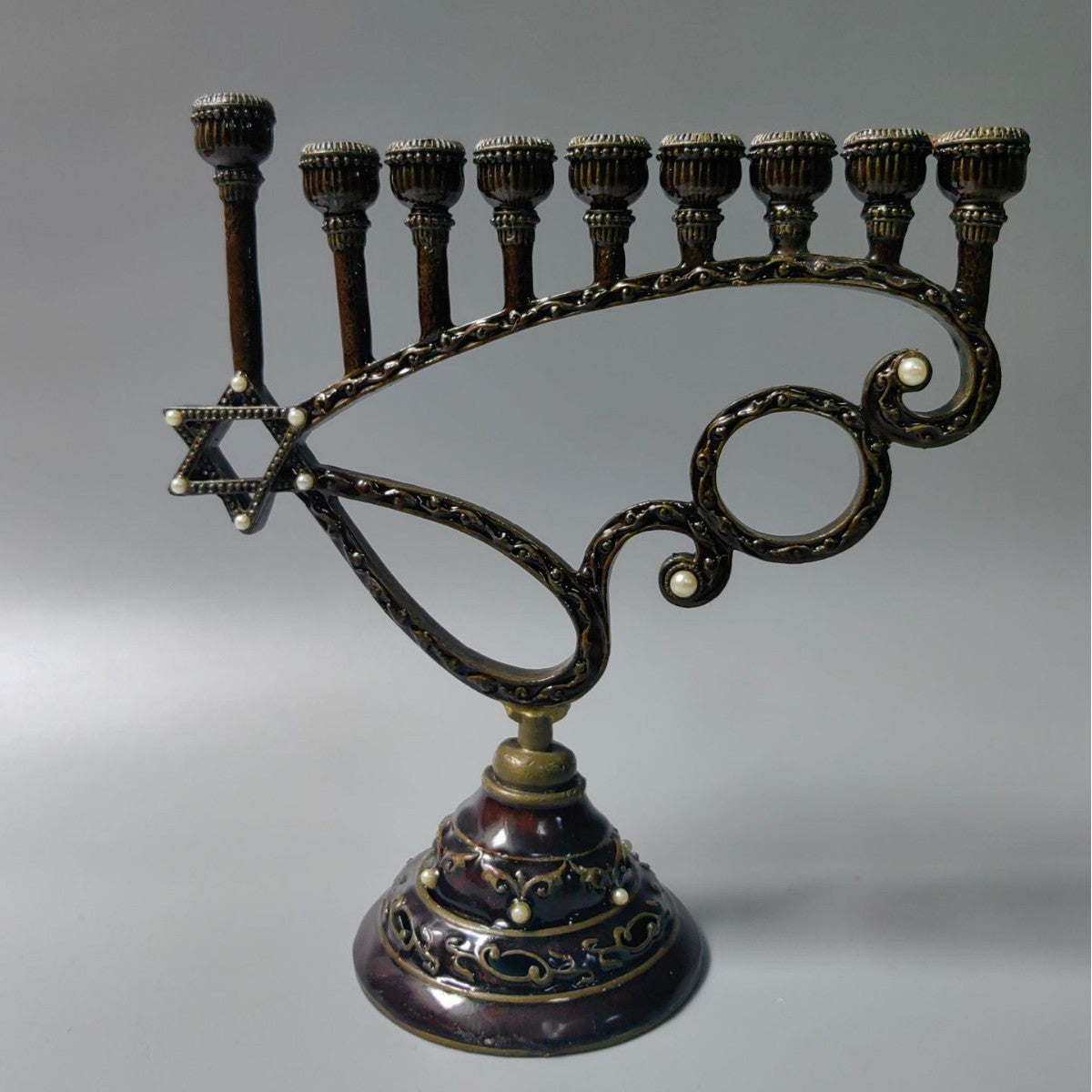 Zinc Alloy Hanukkah Menorah Candle Holder