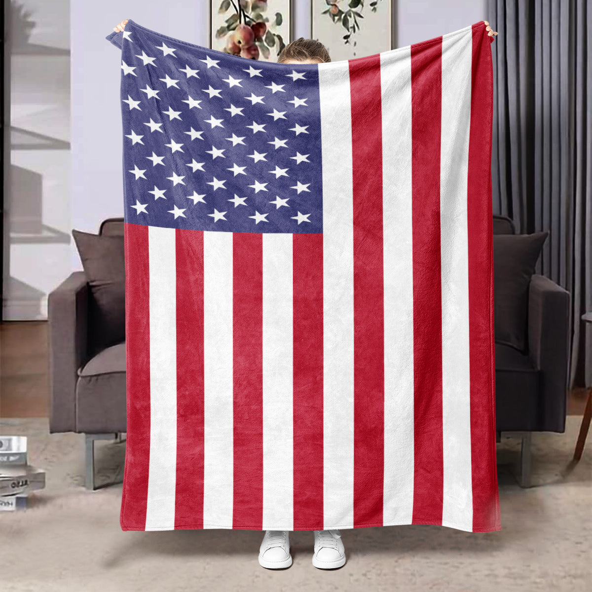 American Flag Flannel Throw Blanket