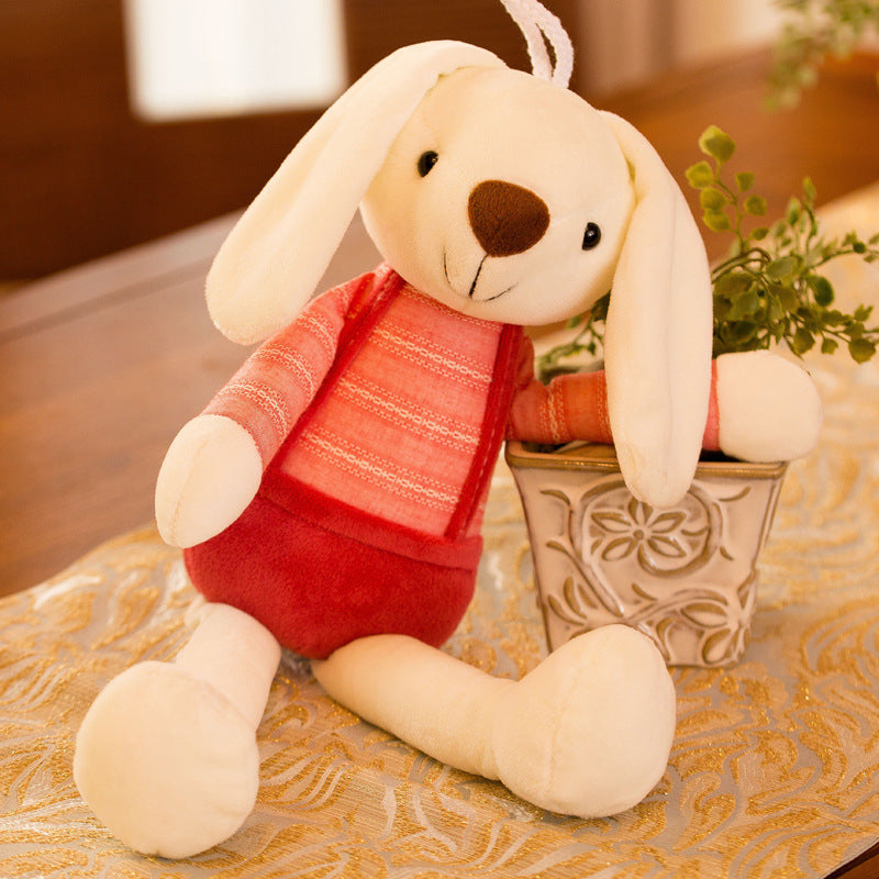 Plush Rabbit in a Colorful Sweater