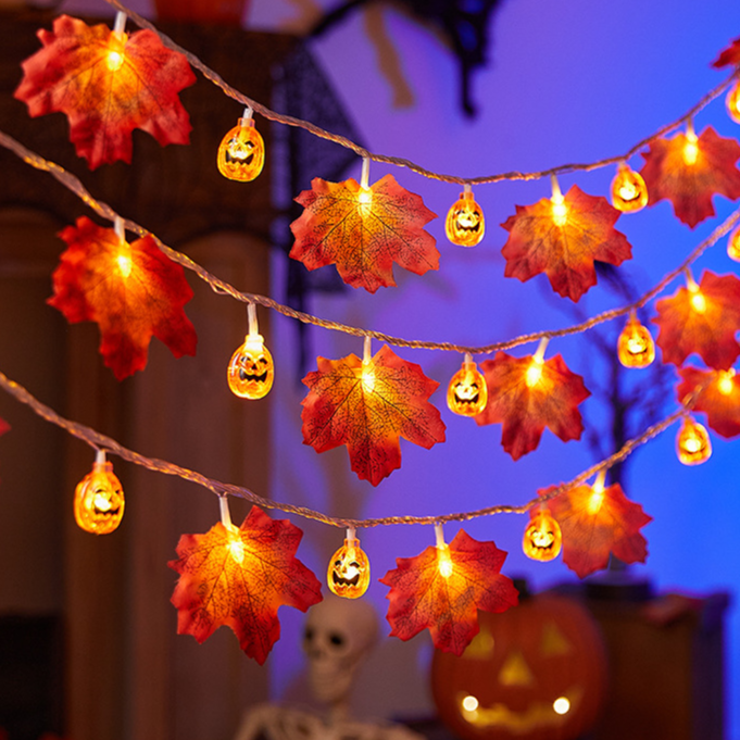 Autumn Pumpkin & Maple Leaf LED String Lights